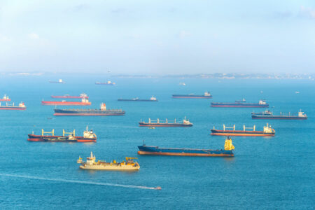 Industrial cargo shipping Singapore harbor